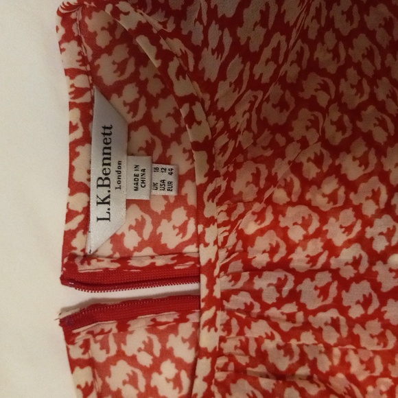 L.K.Bennett long dress red and white. Size 12. Used once. - Picture 4 of 10